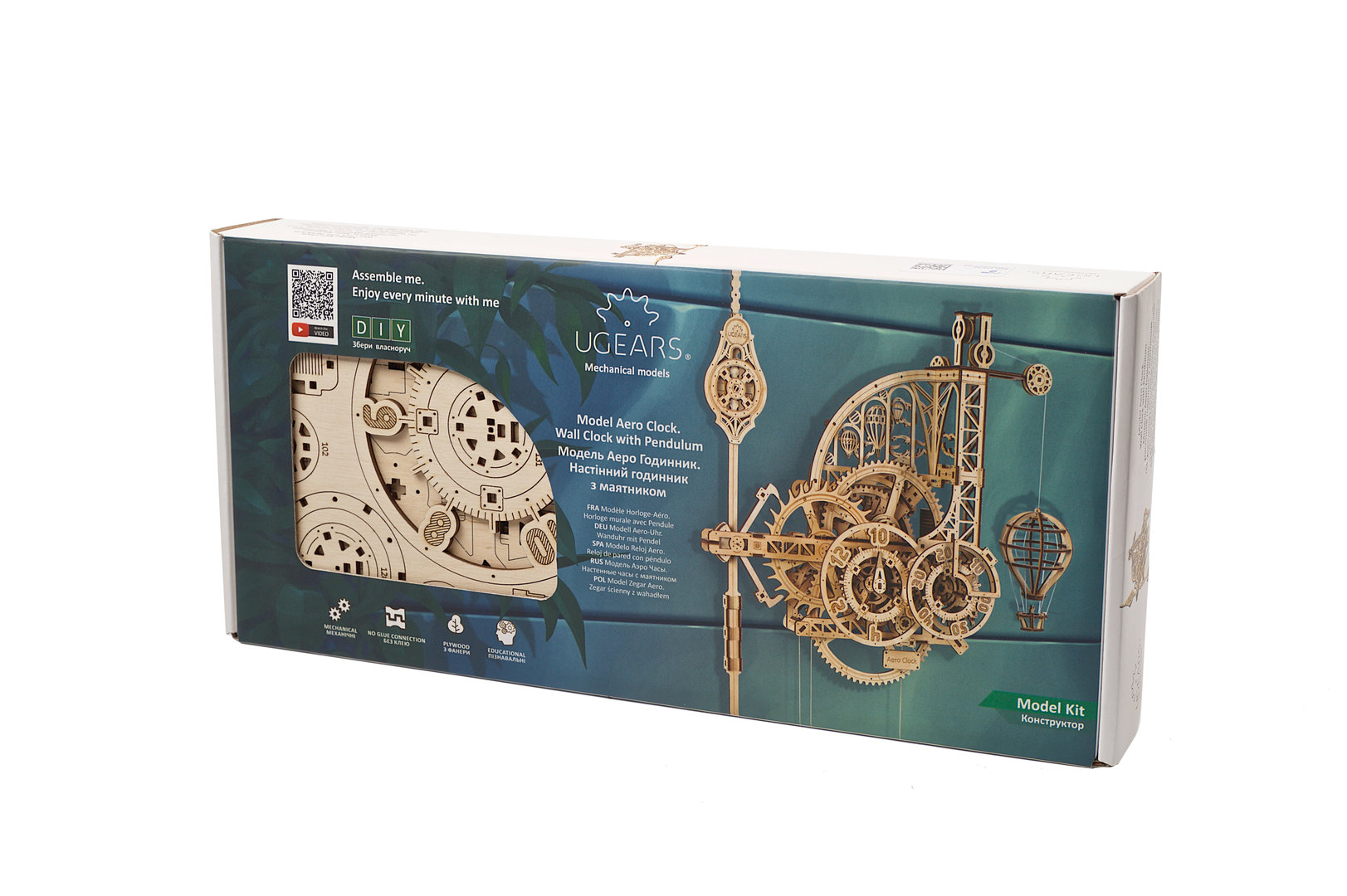 AERO CLOCK  Wooden Mechanical Construction 3D Puzzle kit uGears 70154